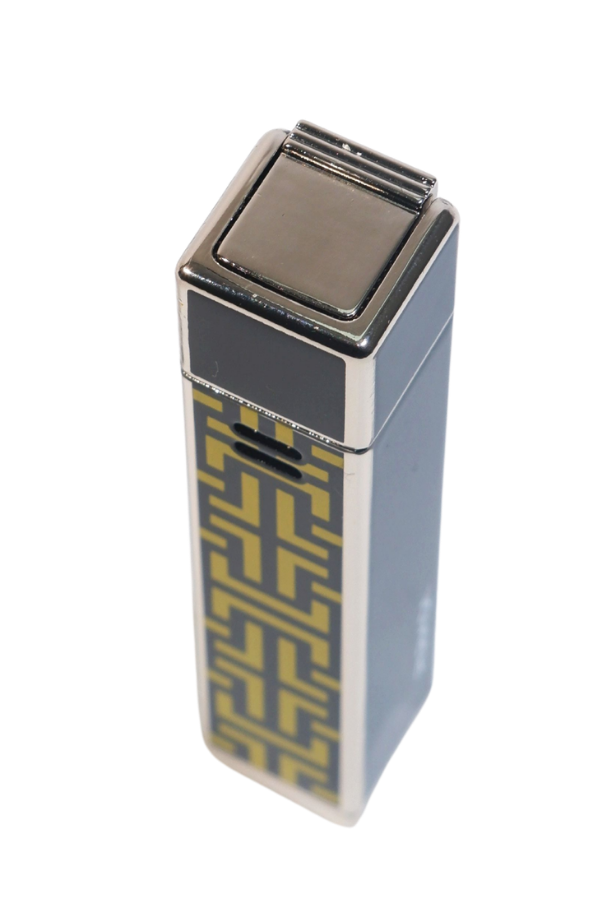 Parmida Tek Torch Pürmüz Siyah-Sarı Desenli Metal Puro Çakmağı
