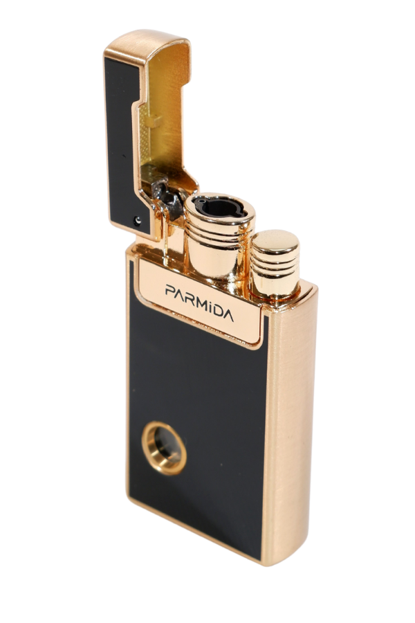 Parmida Tek Torch Pürmüz Soft Flame Özellikli Siyah-Gold Metal Puro Çakmağı