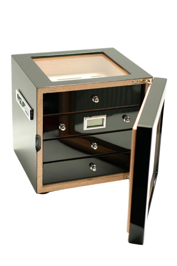 PremiumQuality Recoleta Siyah Sedir Humidor Puro Kutusu