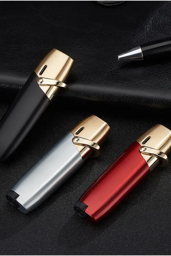 PremiumQuality Tek Torch Pürmüz Kırmızı Metal Puro Çakmağı