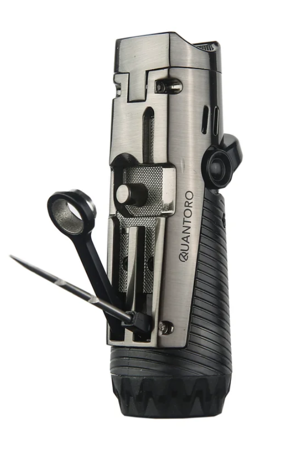 Quantoro 3 Torch Pürmüz Gunmetal Delici & İğneli Metal Puro Çakmağı TRZ1214