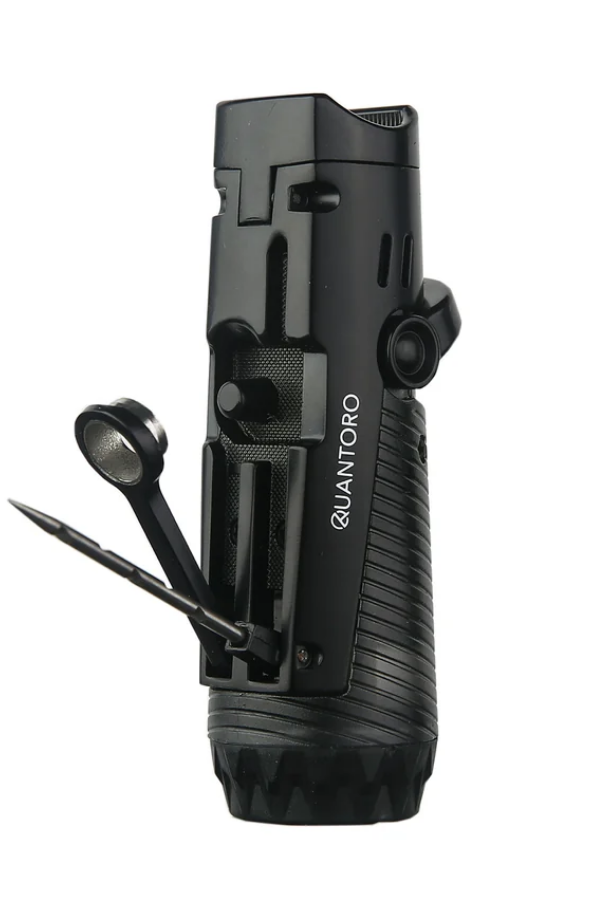 Quantoro 3 Torch Pürmüz Siyah Delici & İğneli Metal Puro Çakmağı TRZ1215