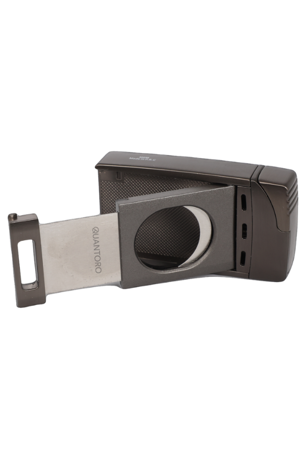 Quantoro Çift Torch Pürmüz Easy Cut Gunmetal Metal Puro Çakmağı