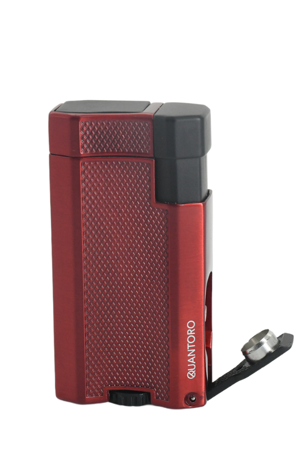 Quantoro Çift Torch Pürmüz Kırmızı Metal Puro Çakmağı