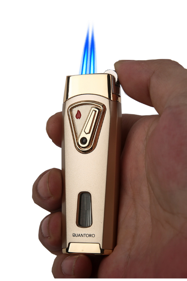 Quantoro Çift Torch Pürmüz Rose Gold Metal Puro Çakmağı
