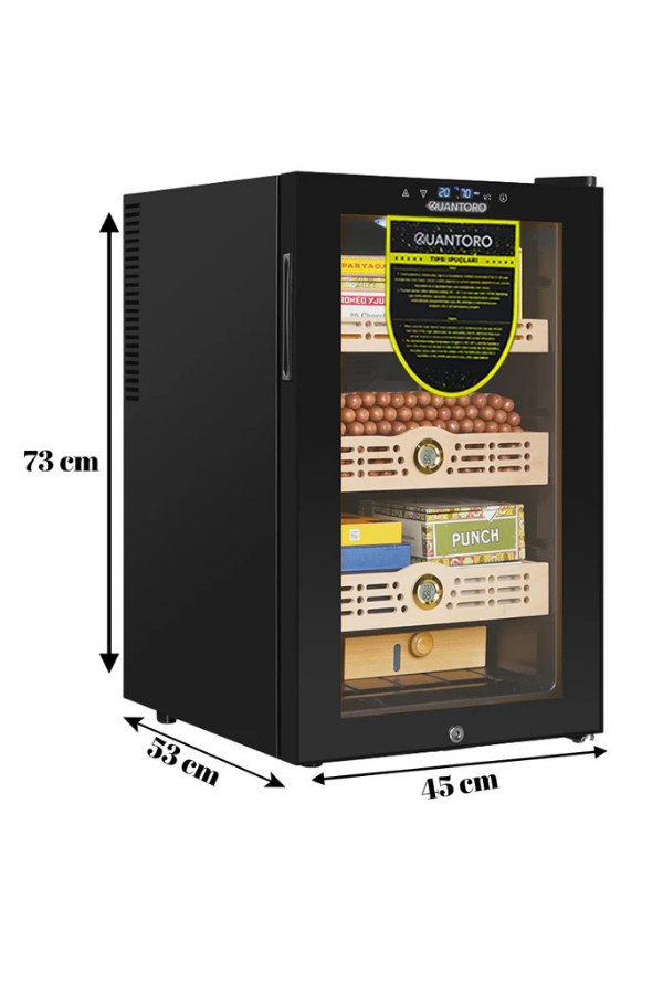 Quantoro QCC-10 Elektronik Nemlendirme & Soğutmalı Siyah Puro Dolabı - QTR-003