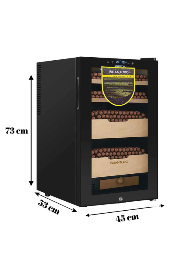 Quantoro QCC-8 Elektronik Nemlendirme & Soğutmalı Siyah Puro Dolabı - QTR-008