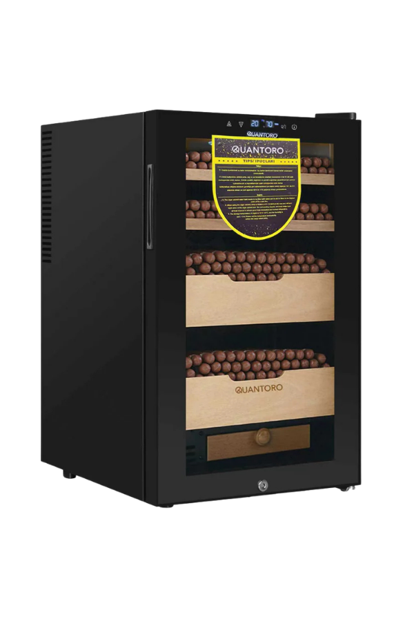 Quantoro QCC-8 Elektronik Nemlendirme & Soğutmalı Siyah Puro Dolabı - QTR-008