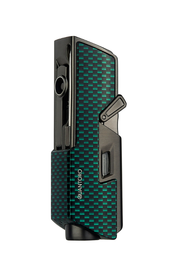 Quantoro Tek Torch Pürmüz Delicili/İğneli Yeşil Karbon Metal Puro Çakmağı