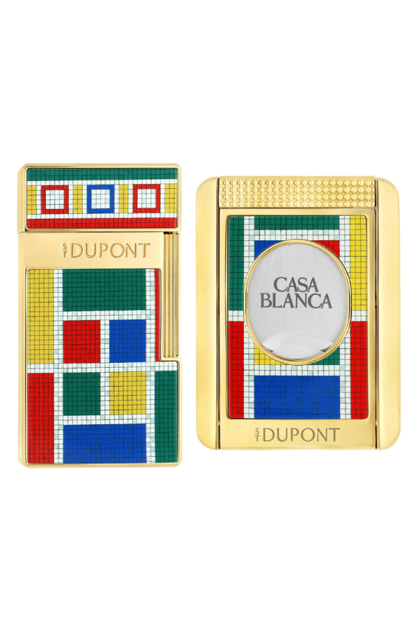 S.T. Dupont Casablanca Mozaik Desenli Çakmak Kesici Premium İkili Puro Seti - ST-CSB-003