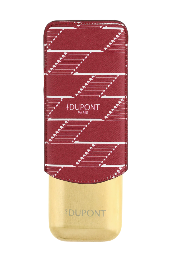 S.T. Dupont Coated Canvas Monogram Bordo İkili Deri Puro Kılıfı 183478