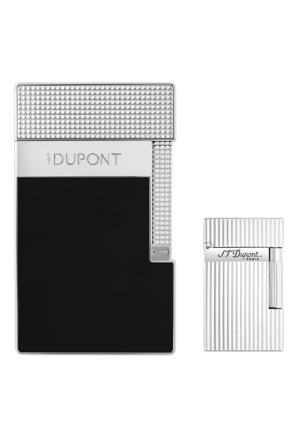 S.T. Dupont Siyah Gümüş Tek Torch & Soft Flame Masa Tipi Puro Çakmağı T20101