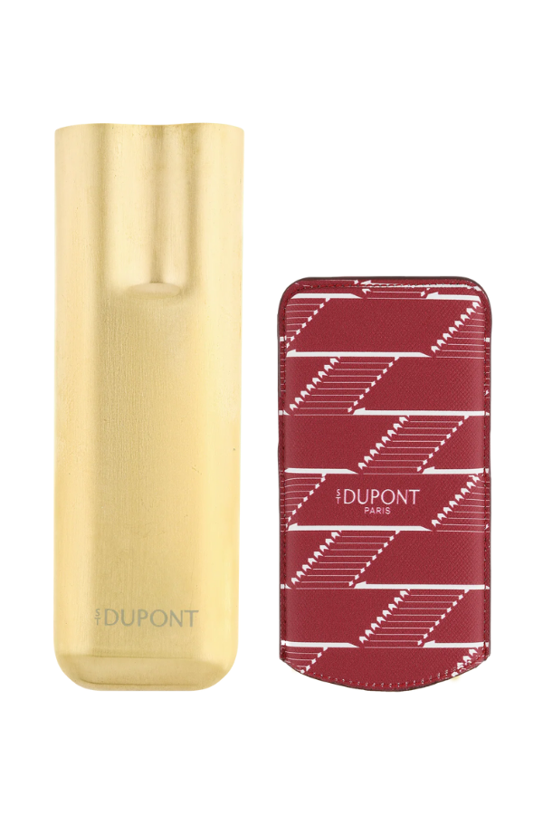S.T. Dupont Coated Canvas Monogram Bordo İkili Deri Puro Kılıfı 183478
