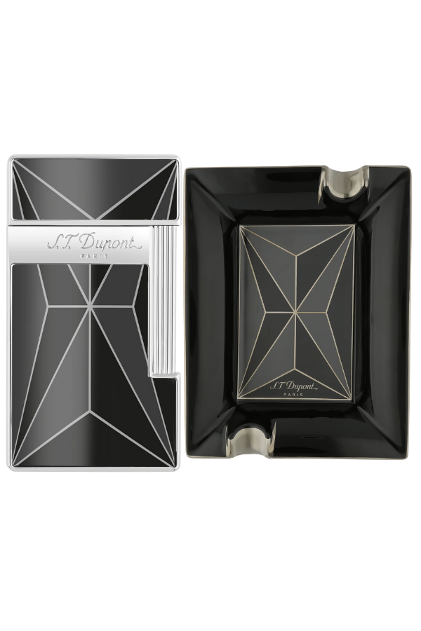 S.T. Dupont Slimmy Fire x Black Siyah Çakmak Küllük İkili Puro Seti - ST-SFRX-003