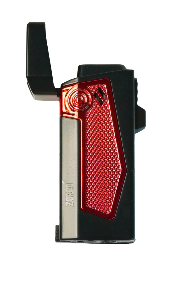 Zorro 4 Torch Pürmüz Siyah-Kırmızı Metal Puro Çakmağı