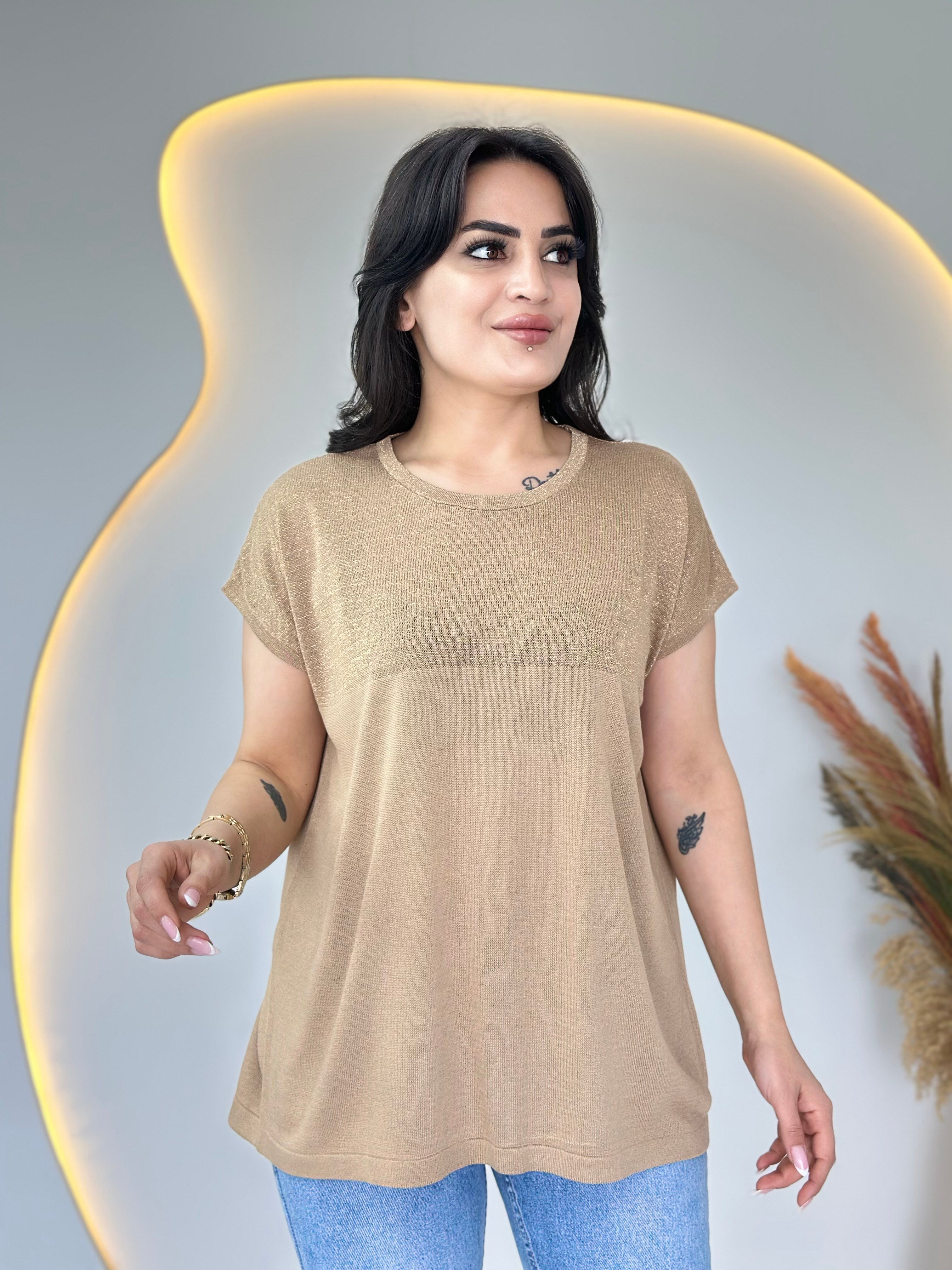 Colin Camel Bisiklet Yaka Sim Garnili Merserize Triko Bluz D106
