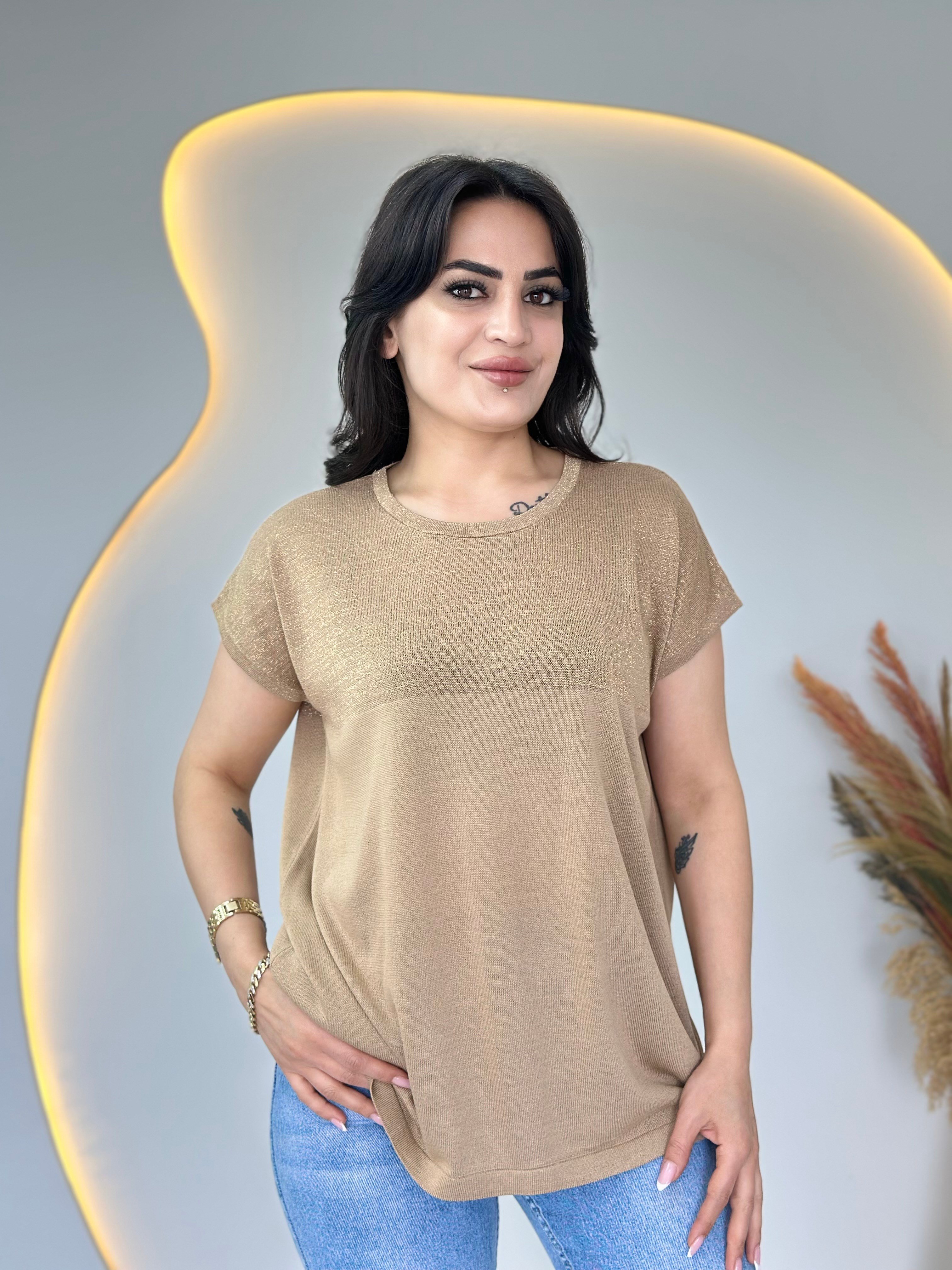 Colin Camel Bisiklet Yaka Sim Garnili Merserize Triko Bluz D106
