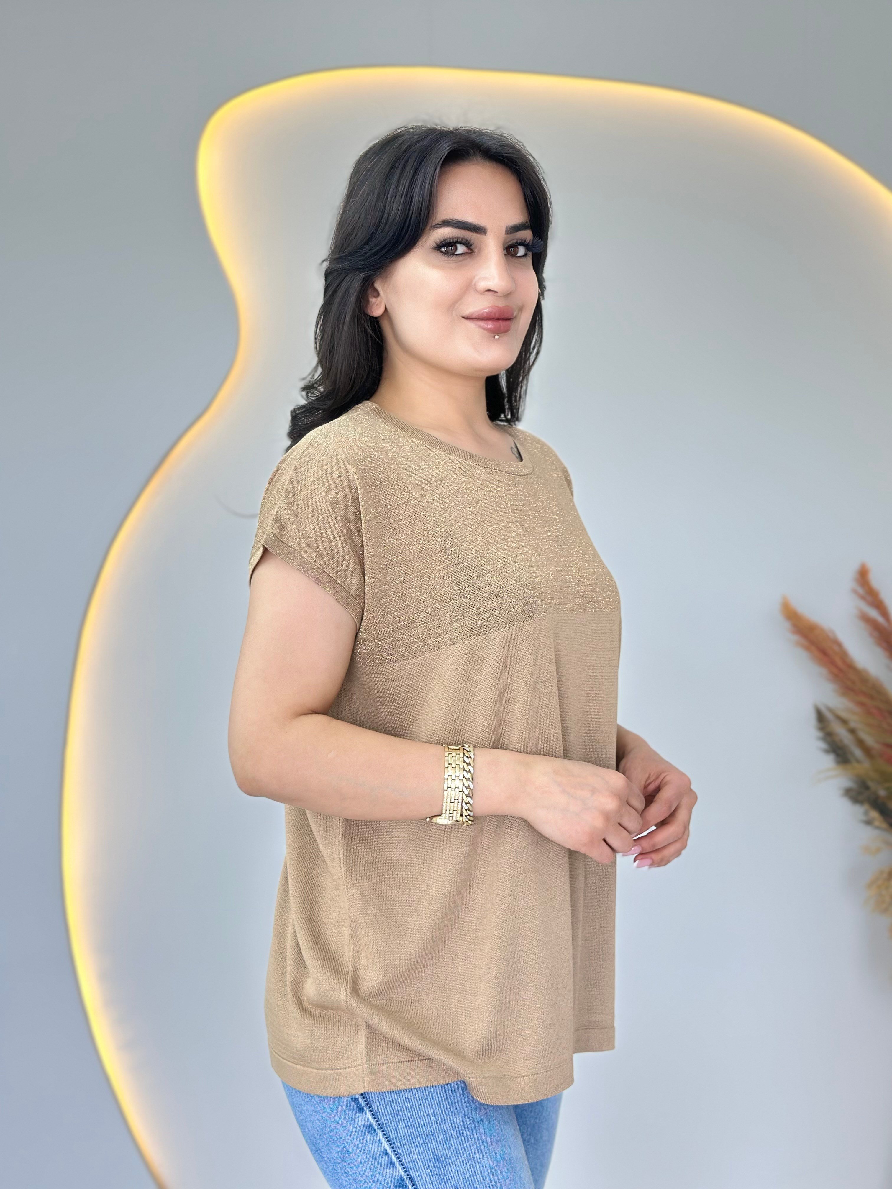 Colin Camel Bisiklet Yaka Sim Garnili Merserize Triko Bluz D106