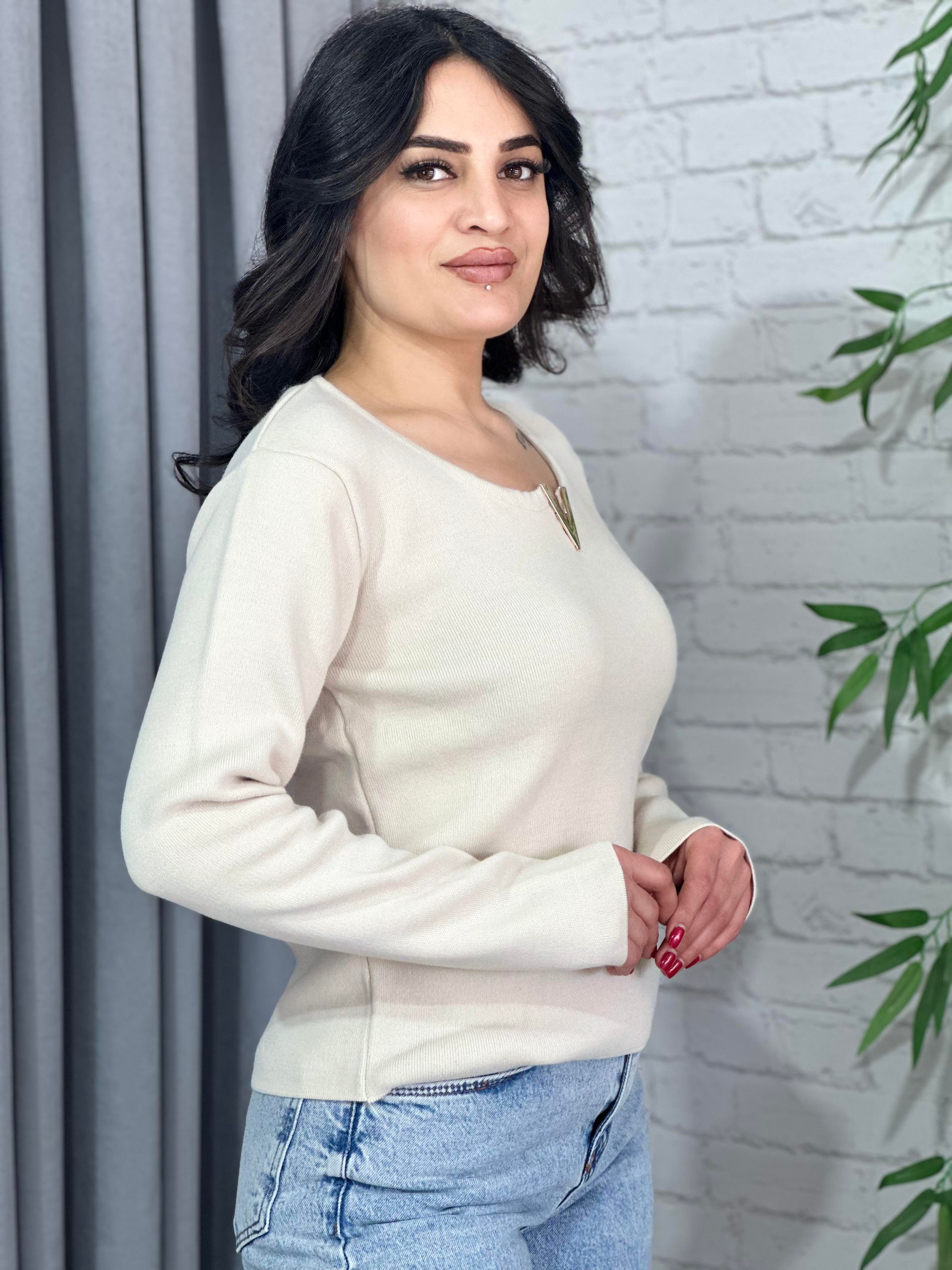 Ekru Gold Tokalı Triko Penye