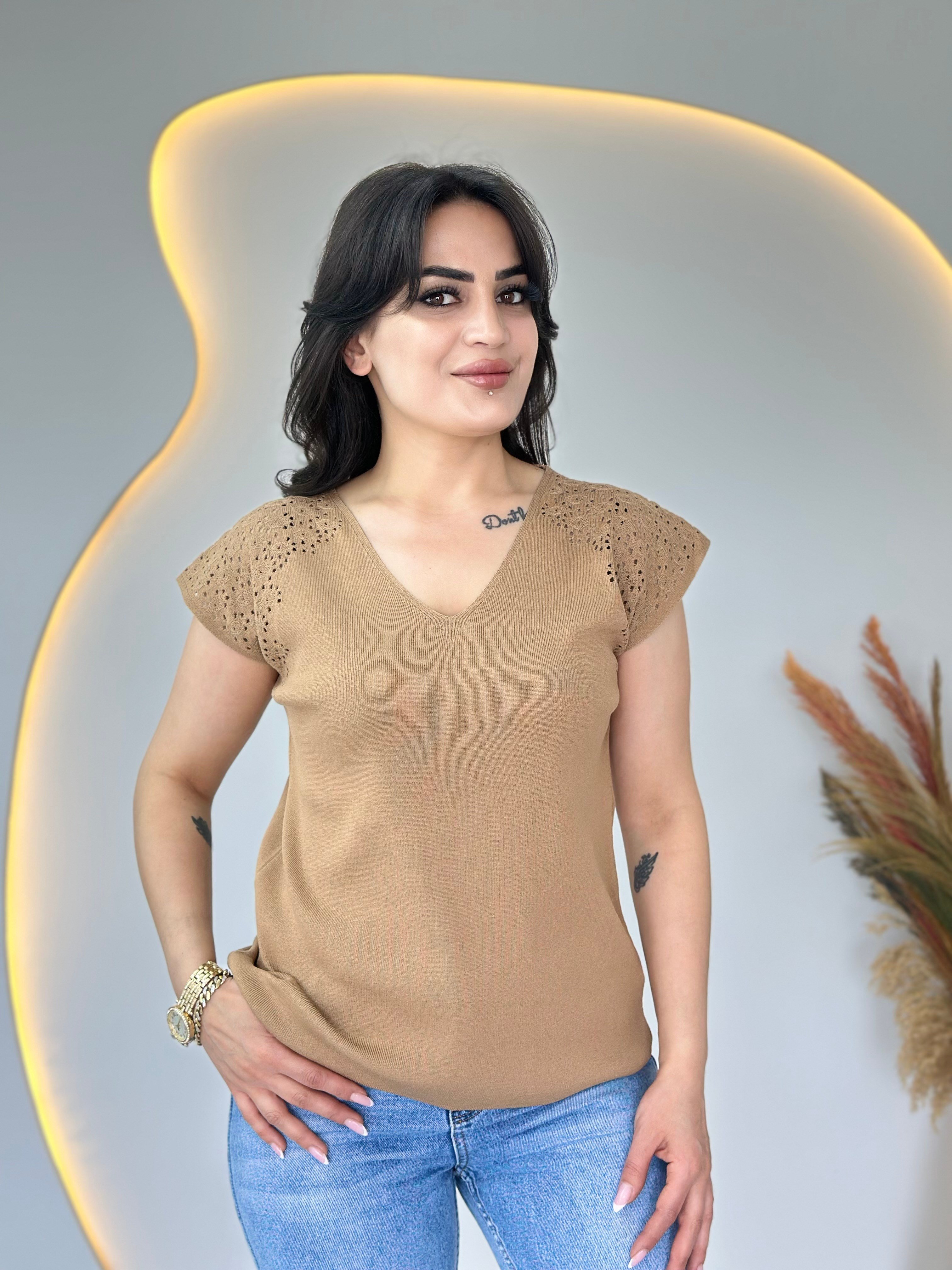Fore Camel V Yaka Ajurlu Mevsimlik Triko Bluz A105