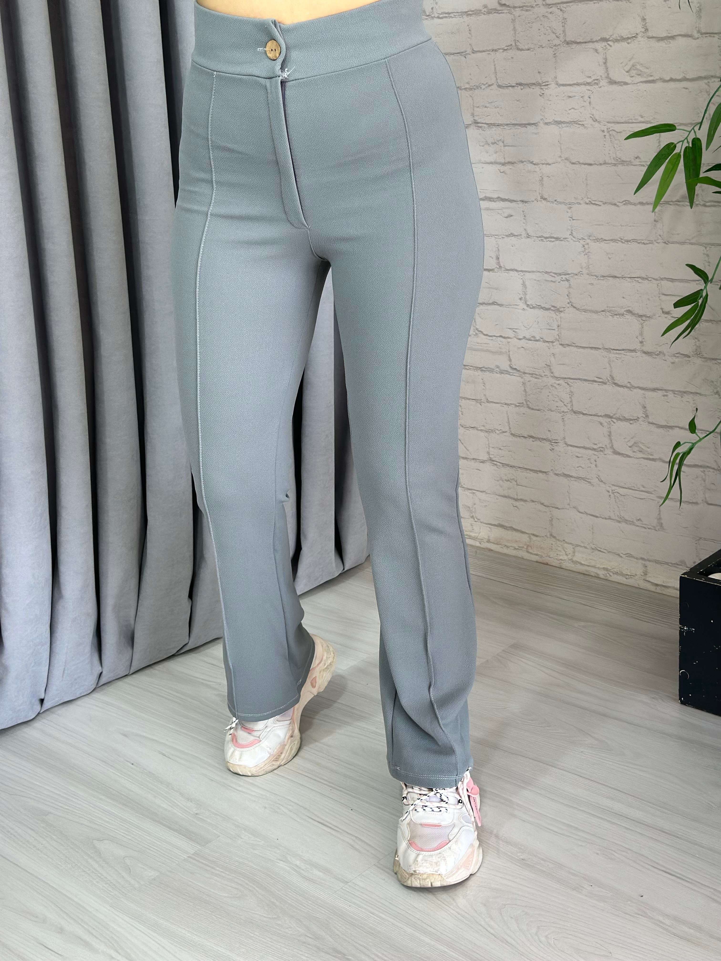 Gri Krep Kumaş İspanyol Paça Pantolon 