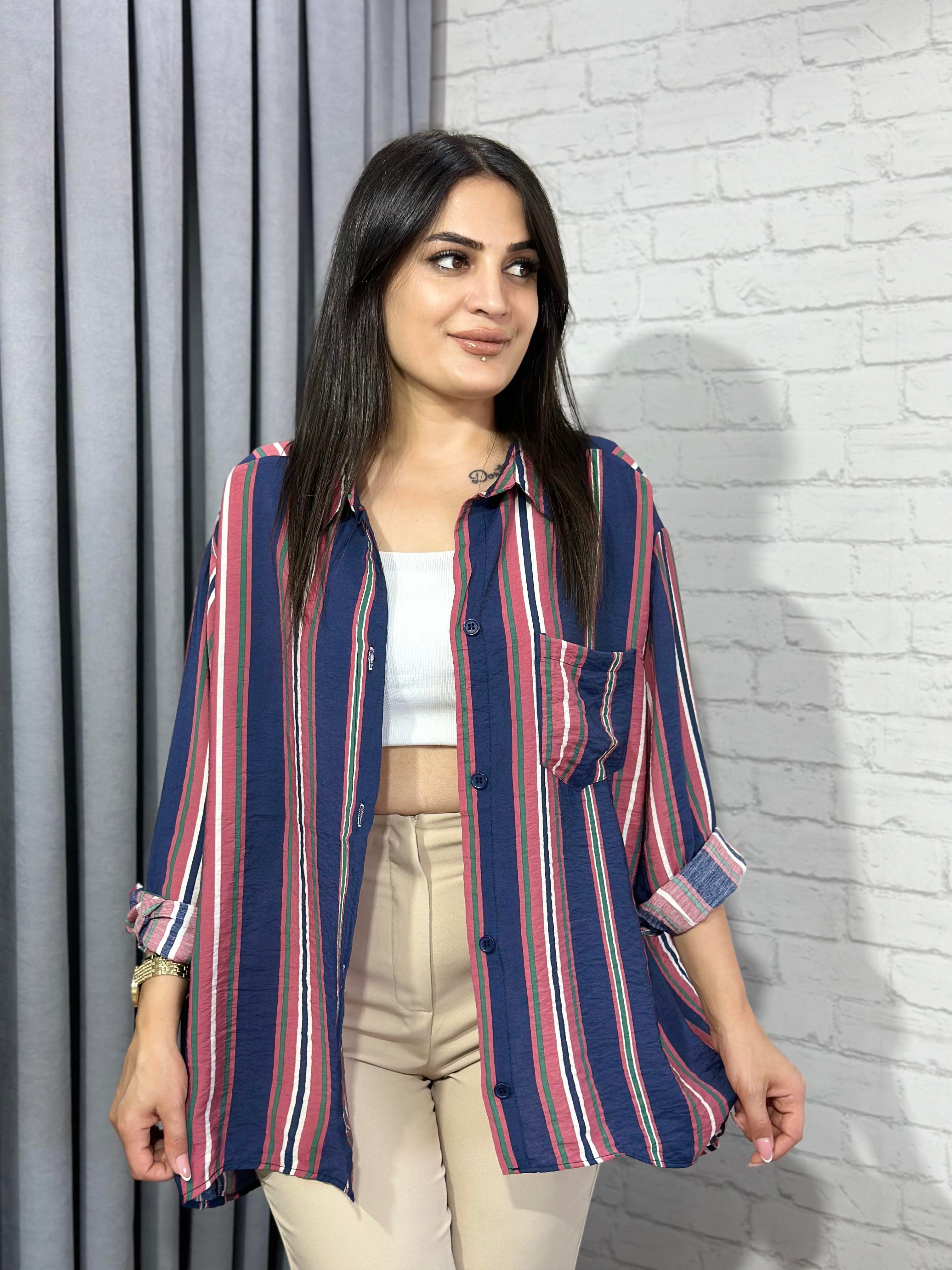 Lacivet Kiremit Cepli Bambu Pamuk Kumaş Oversize Gömlek