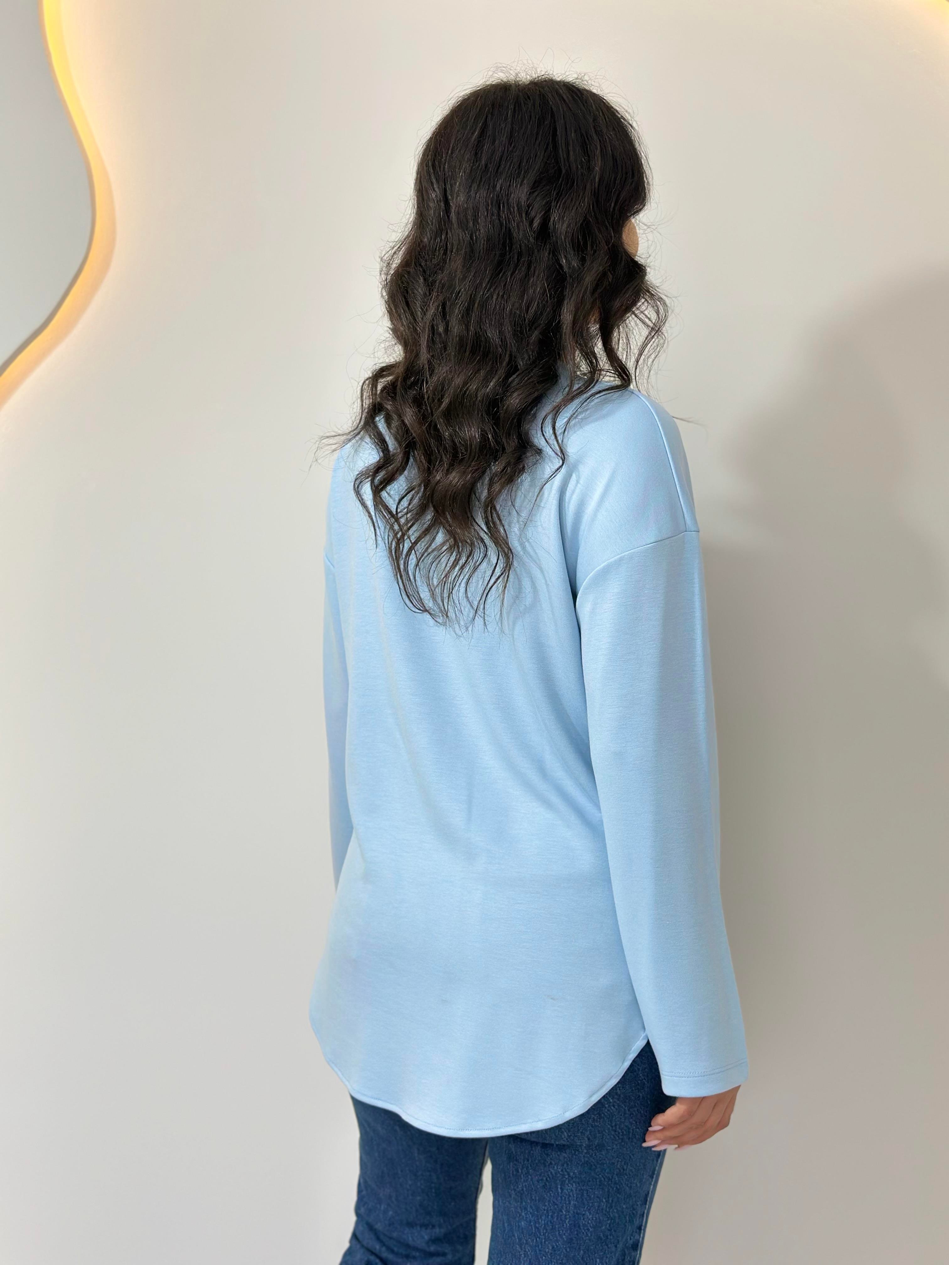 Lova Bebe Mavisi  Alo Baskılı Modal Yumuşak Sweatshirt A042