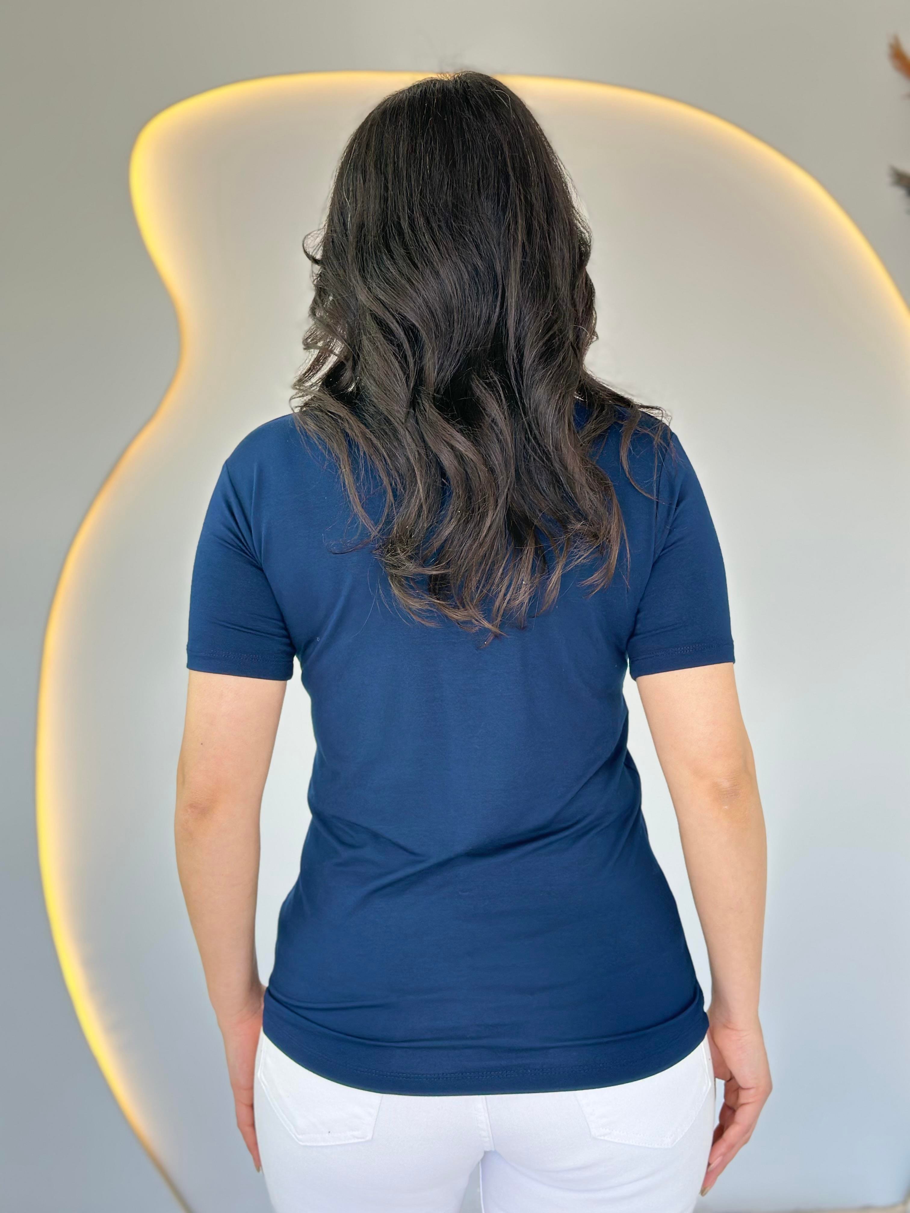 May Lacivert V Yaka Basic Tshirt D031