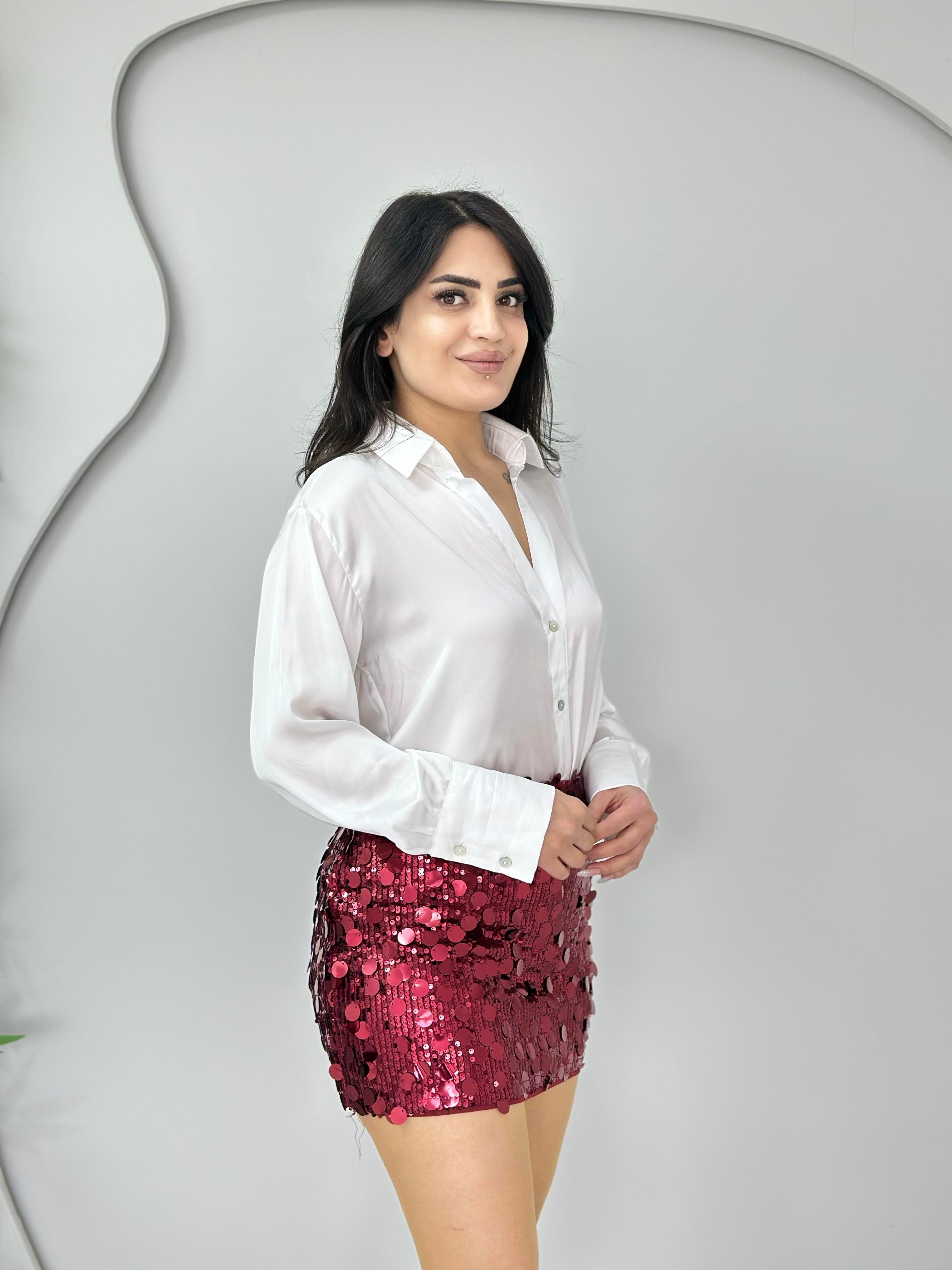 Mellin Bordo Orj Marka Pullu Mini Etek A333