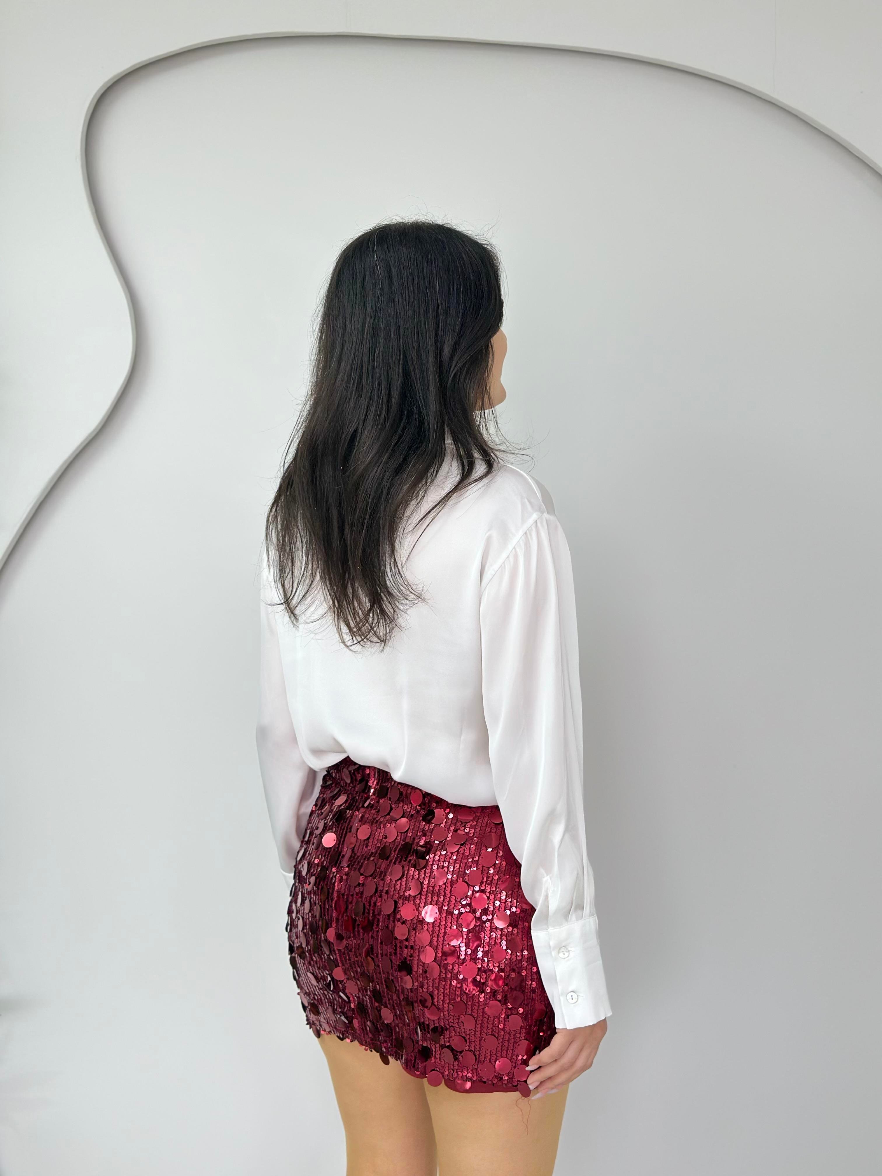 Mellin Bordo Orj Marka Pullu Mini Etek A333