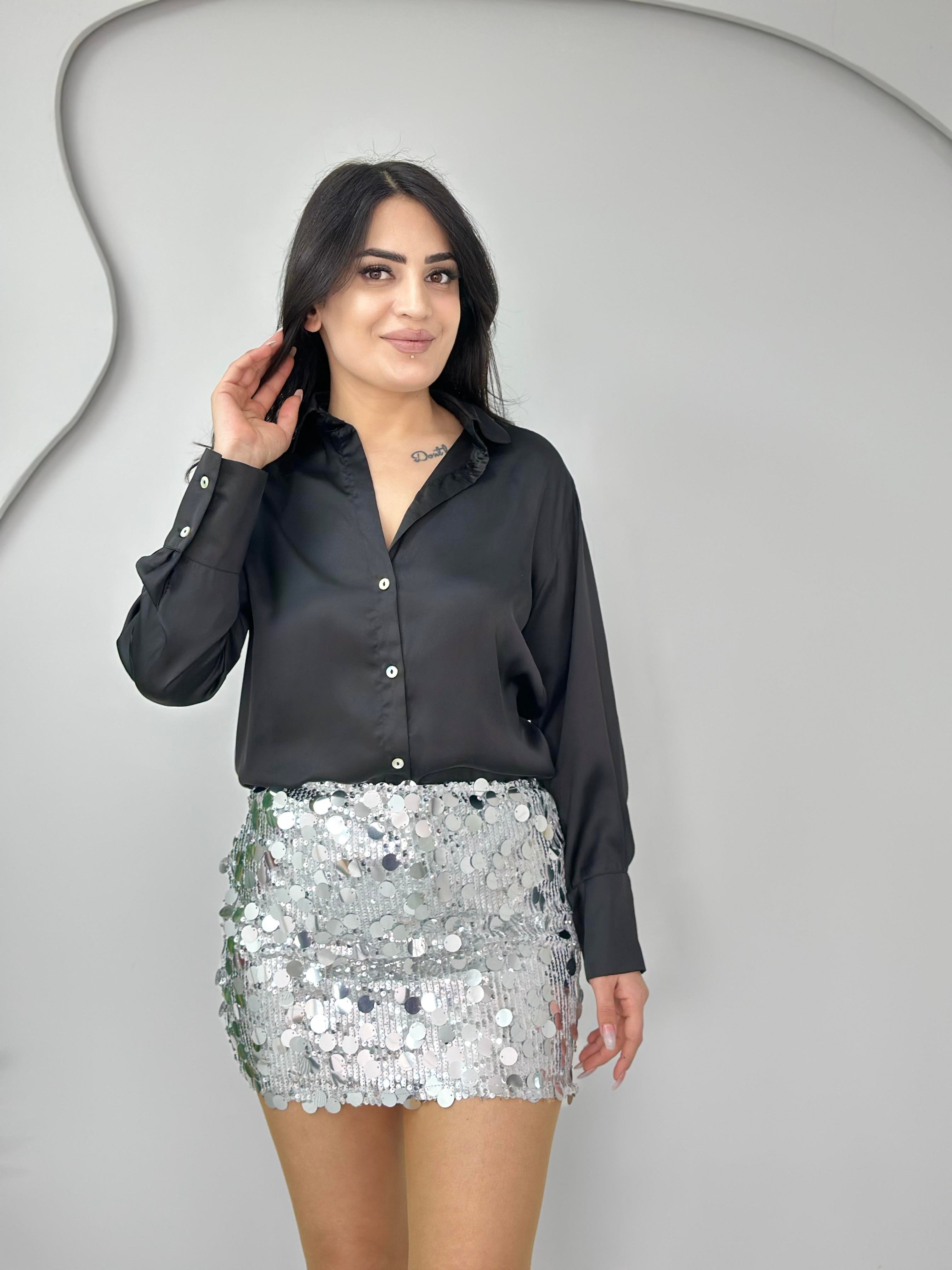 Mellin Gümüş Orj Marka Pullu Mini Etek A333