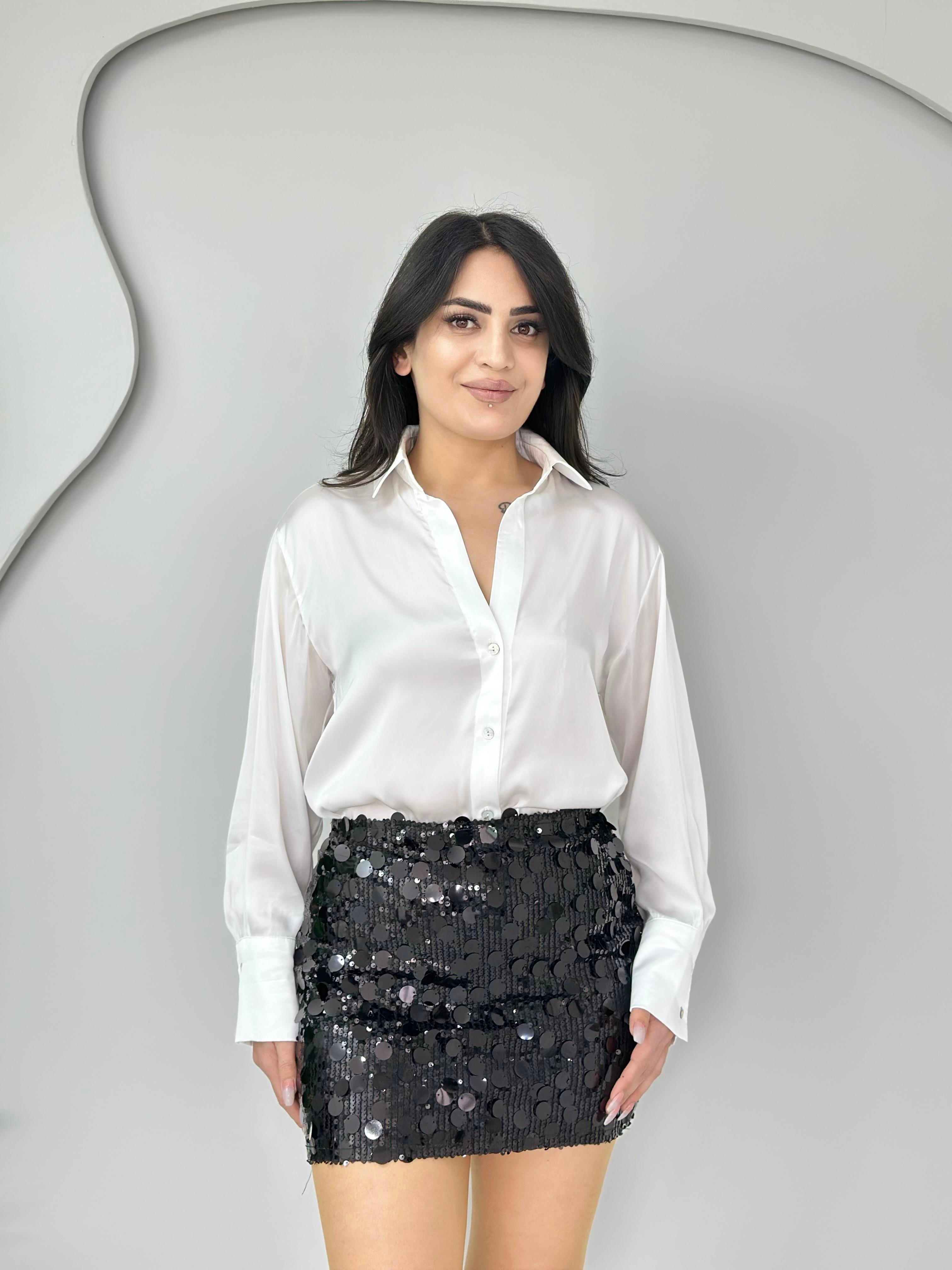 Mellin Siyah Orj Marka Pullu Mini Etek A333