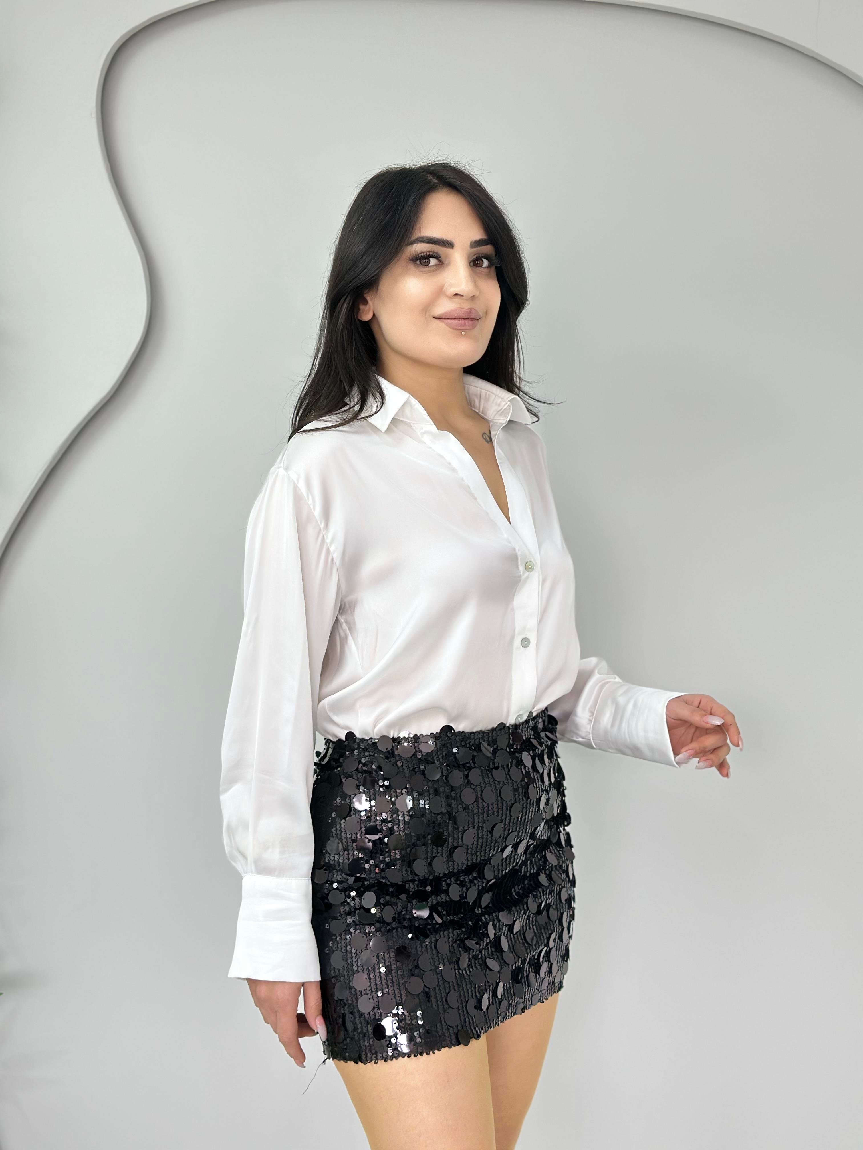 Mellin Siyah Orj Marka Pullu Mini Etek A333