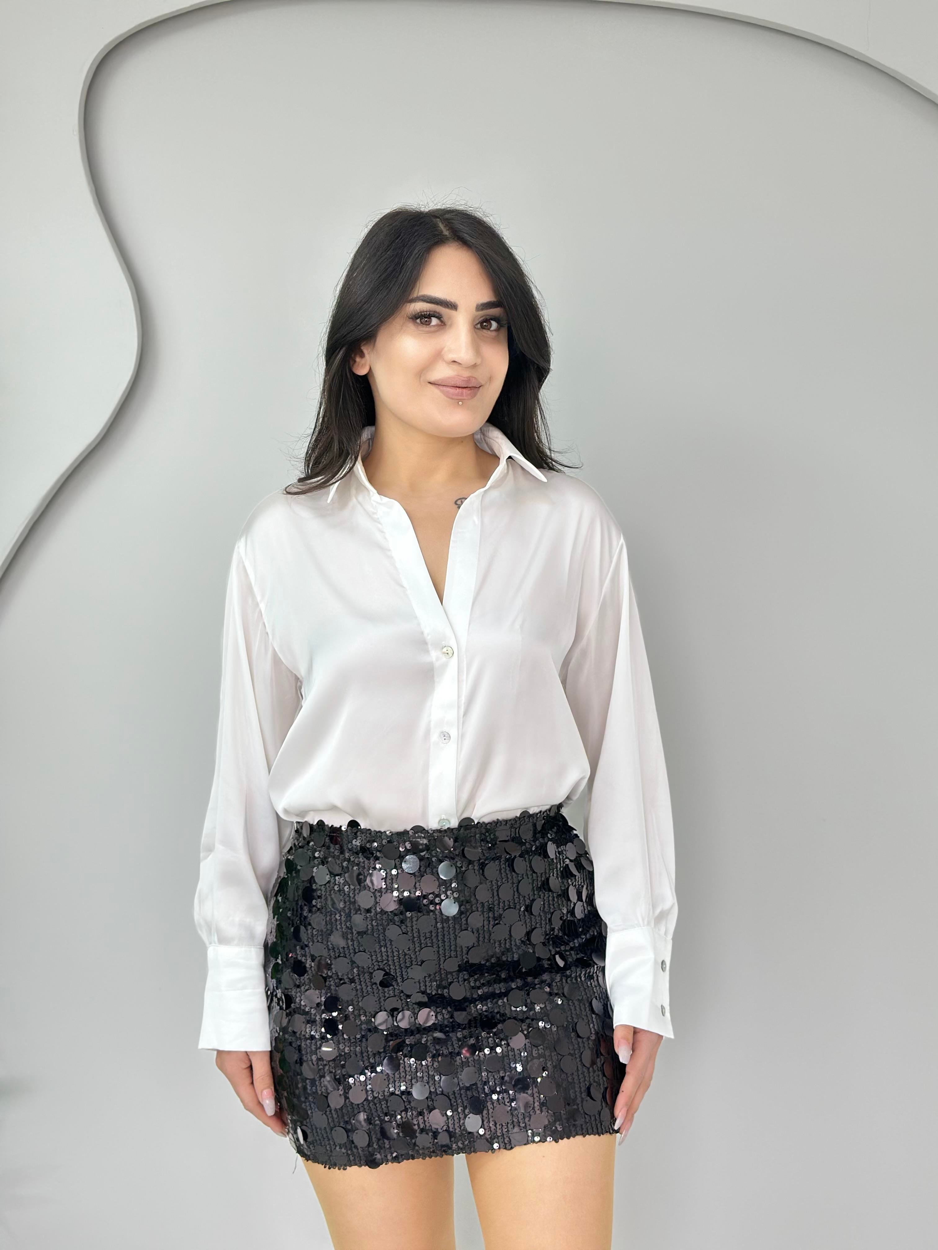 Mellin Siyah Orj Marka Pullu Mini Etek A333