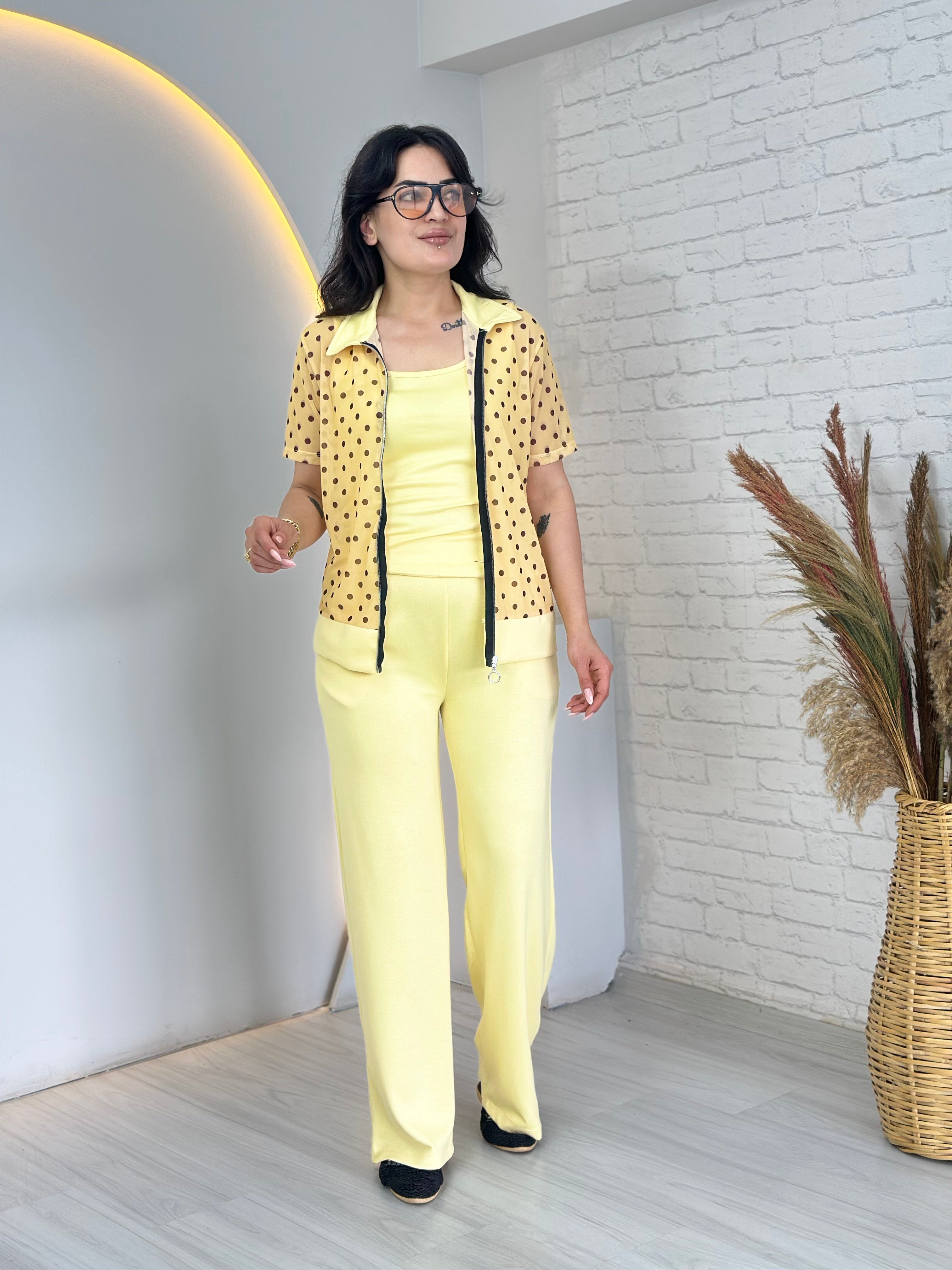 Pazen Sarı Puantiyeli Modal 3'Lü Takım D135