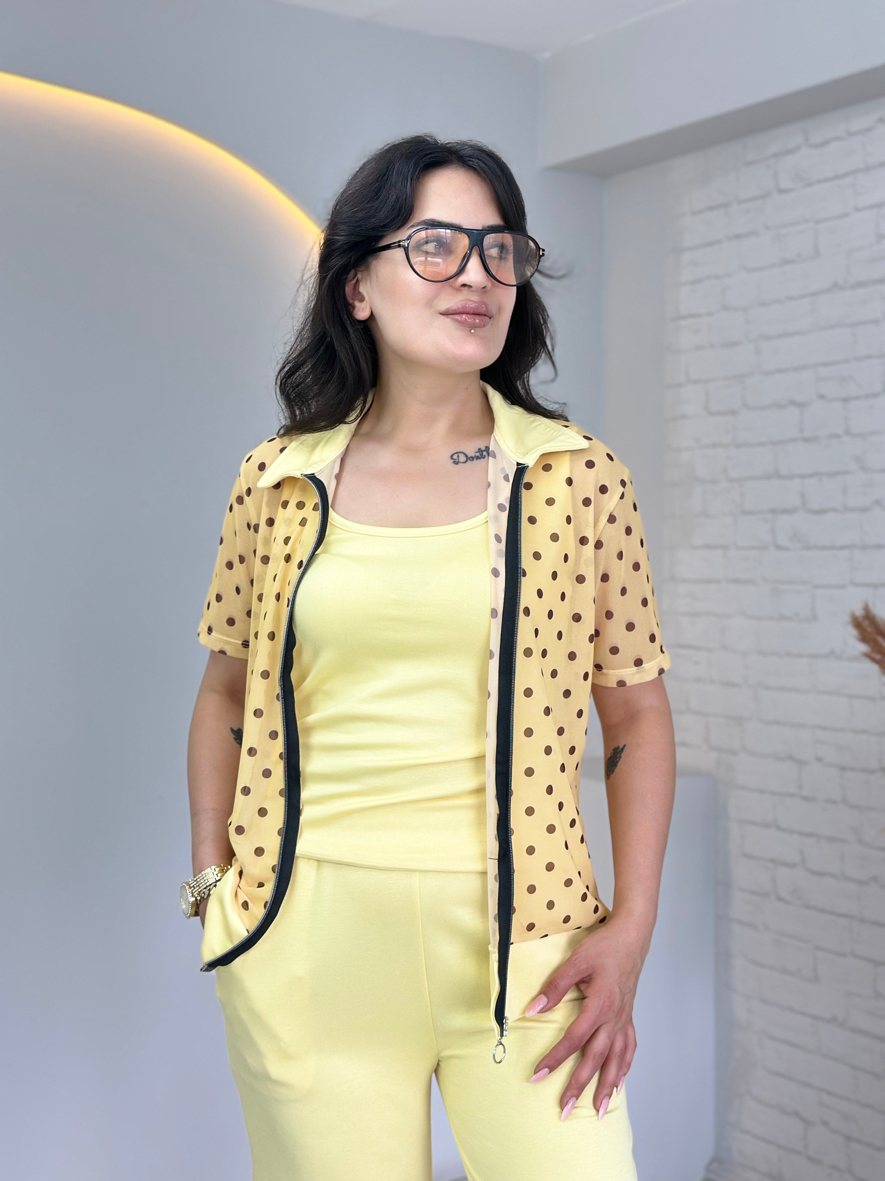 Pazen Sarı Puantiyeli Modal 3'Lü Takım D135