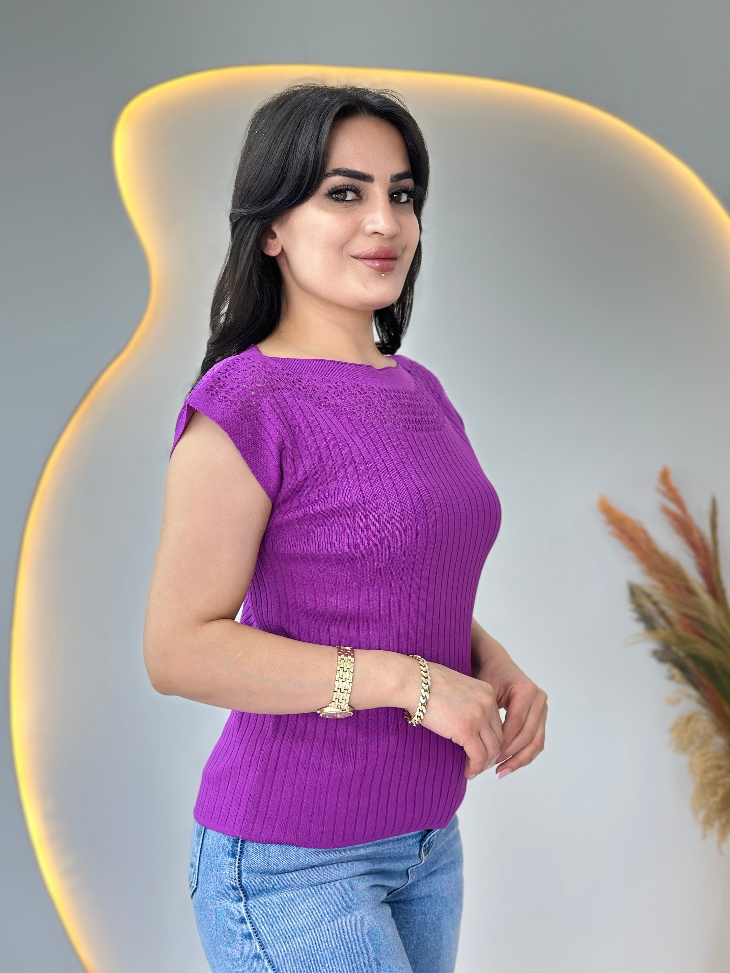 Pote Mor Yaka Ajurlu Mevsimlik Triko Bluz D110