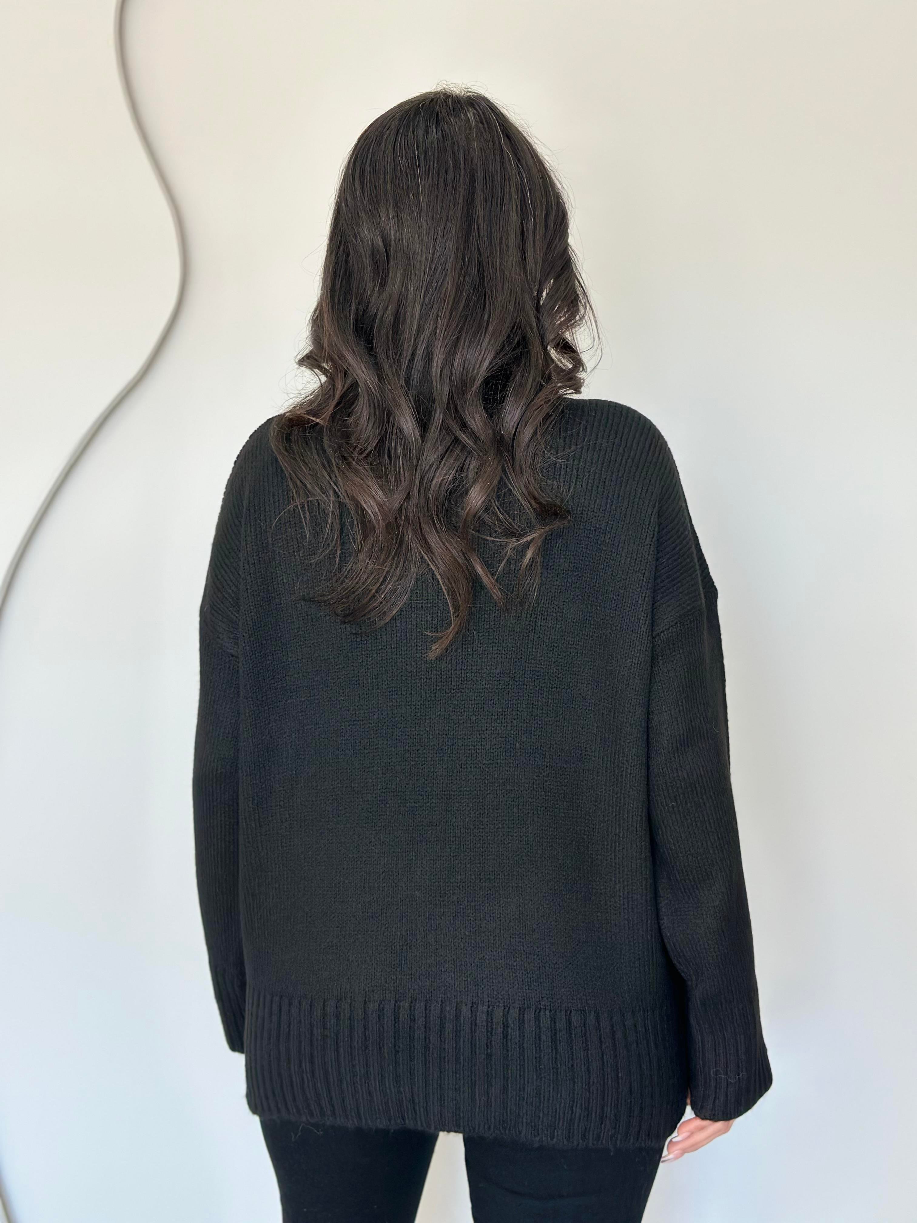 Ravya Siyah Bisiklet Yaka BasicTriko Kazak E7474