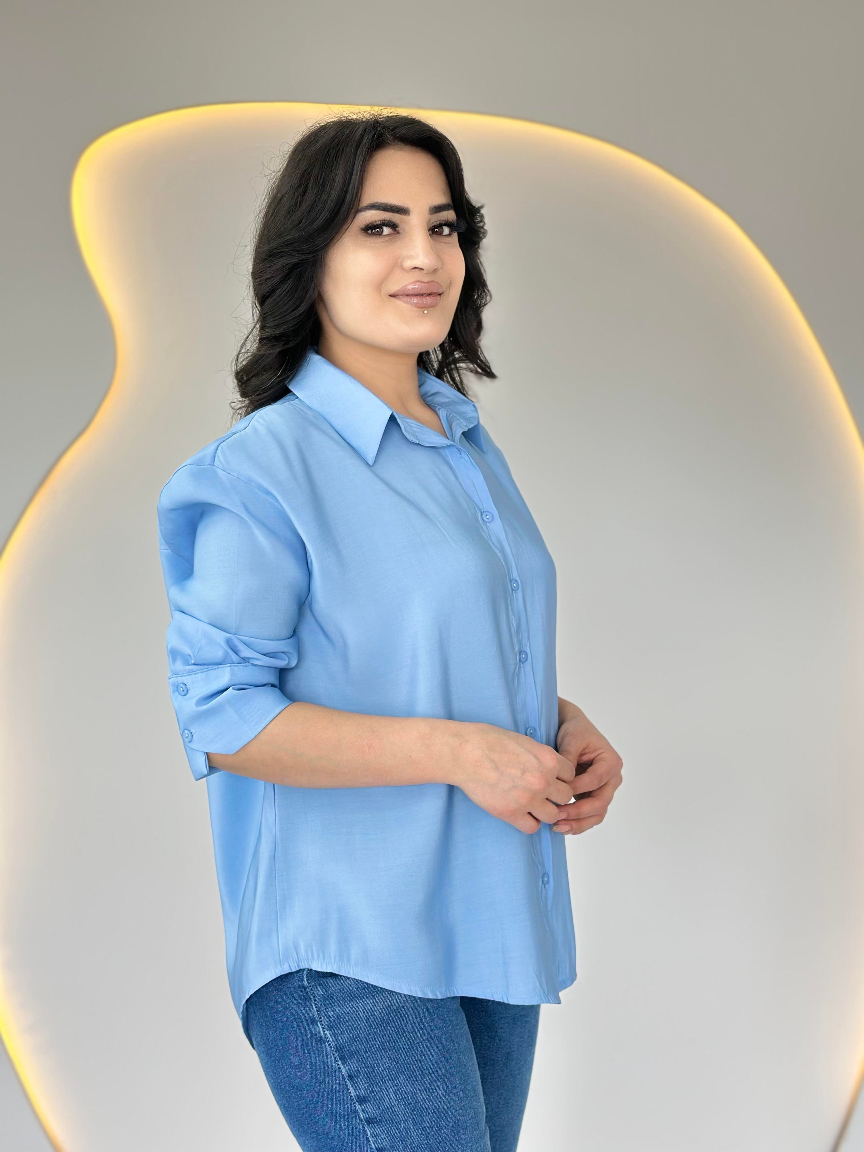 Rays Bebe Mavi Oversize Uzun Kollu Basic Gömlek D053