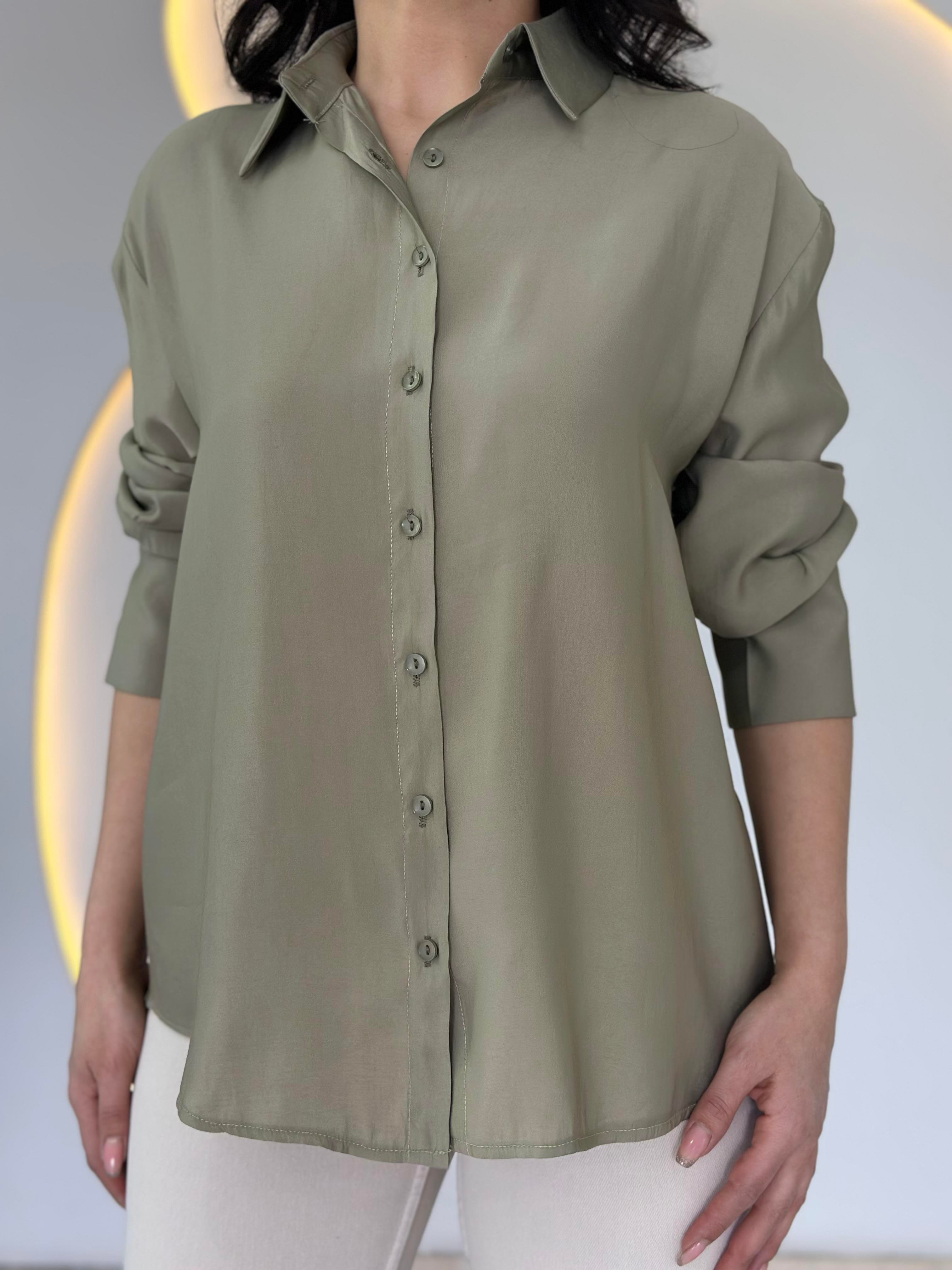 Rays Haki Oversize Uzun Kollu Basic Gömlek D053