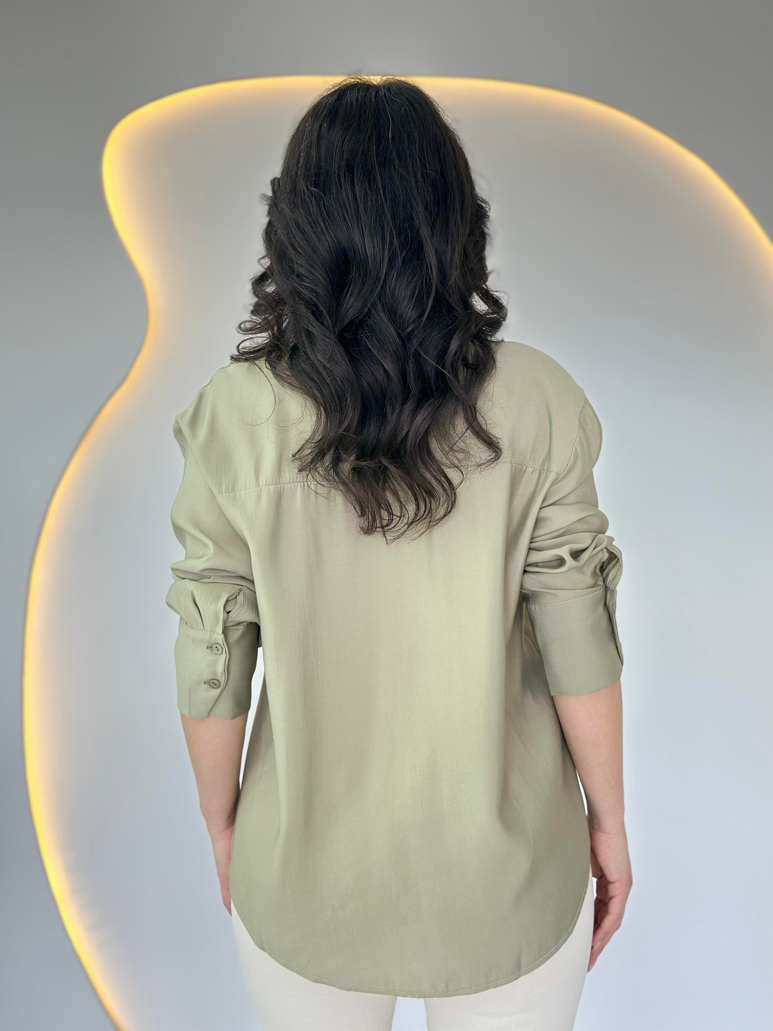 Rays Haki Oversize Uzun Kollu Basic Gömlek D053