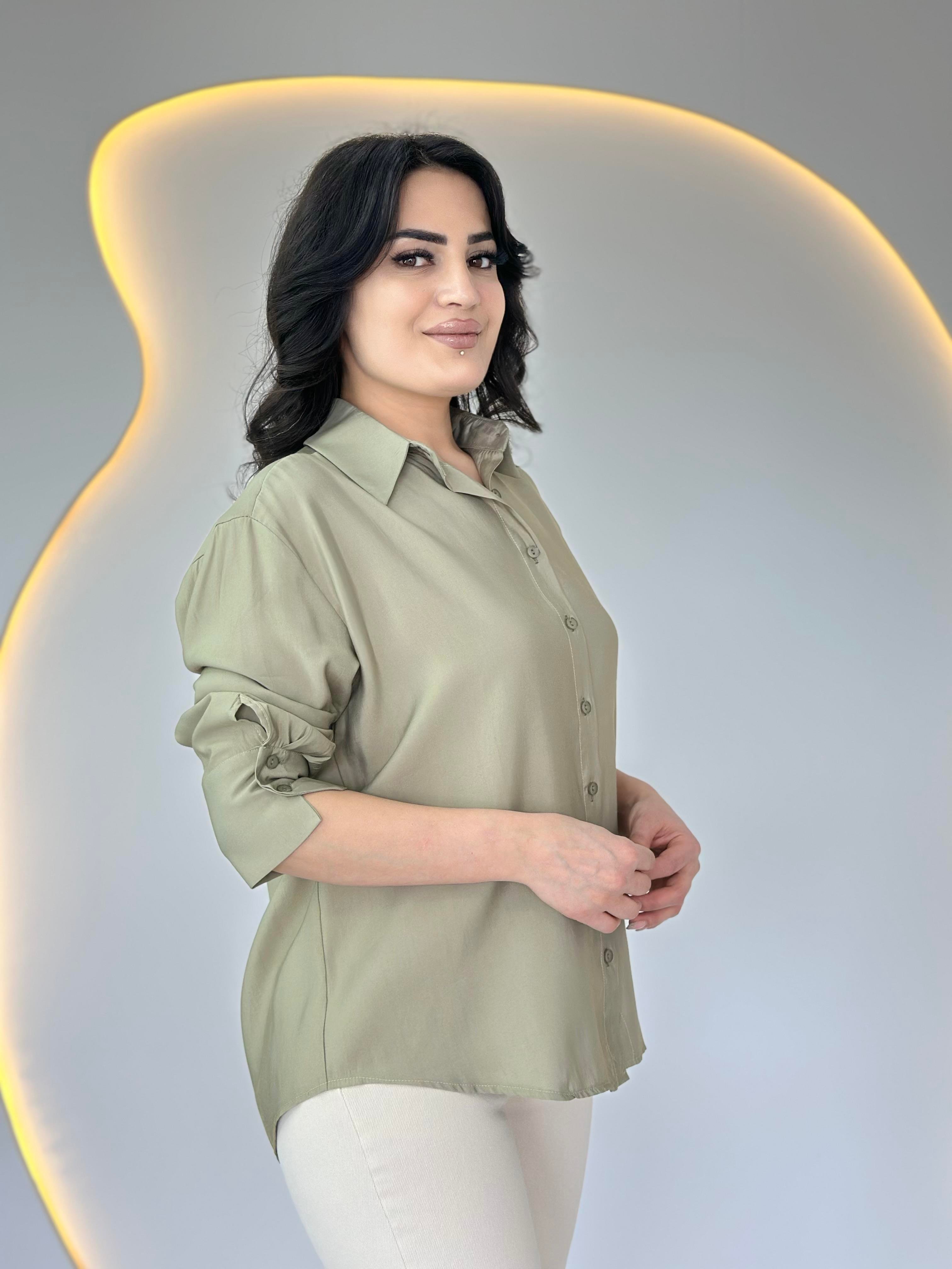 Rays Haki Oversize Uzun Kollu Basic Gömlek D053