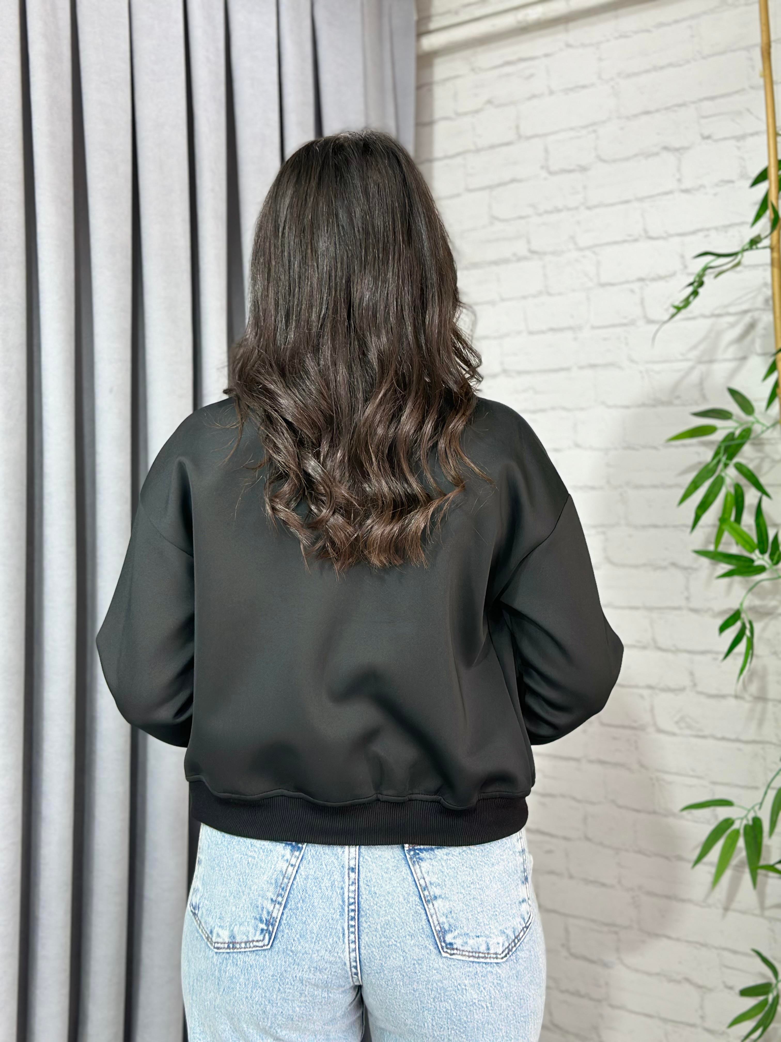 Siyah Cepli Bomber Ceket