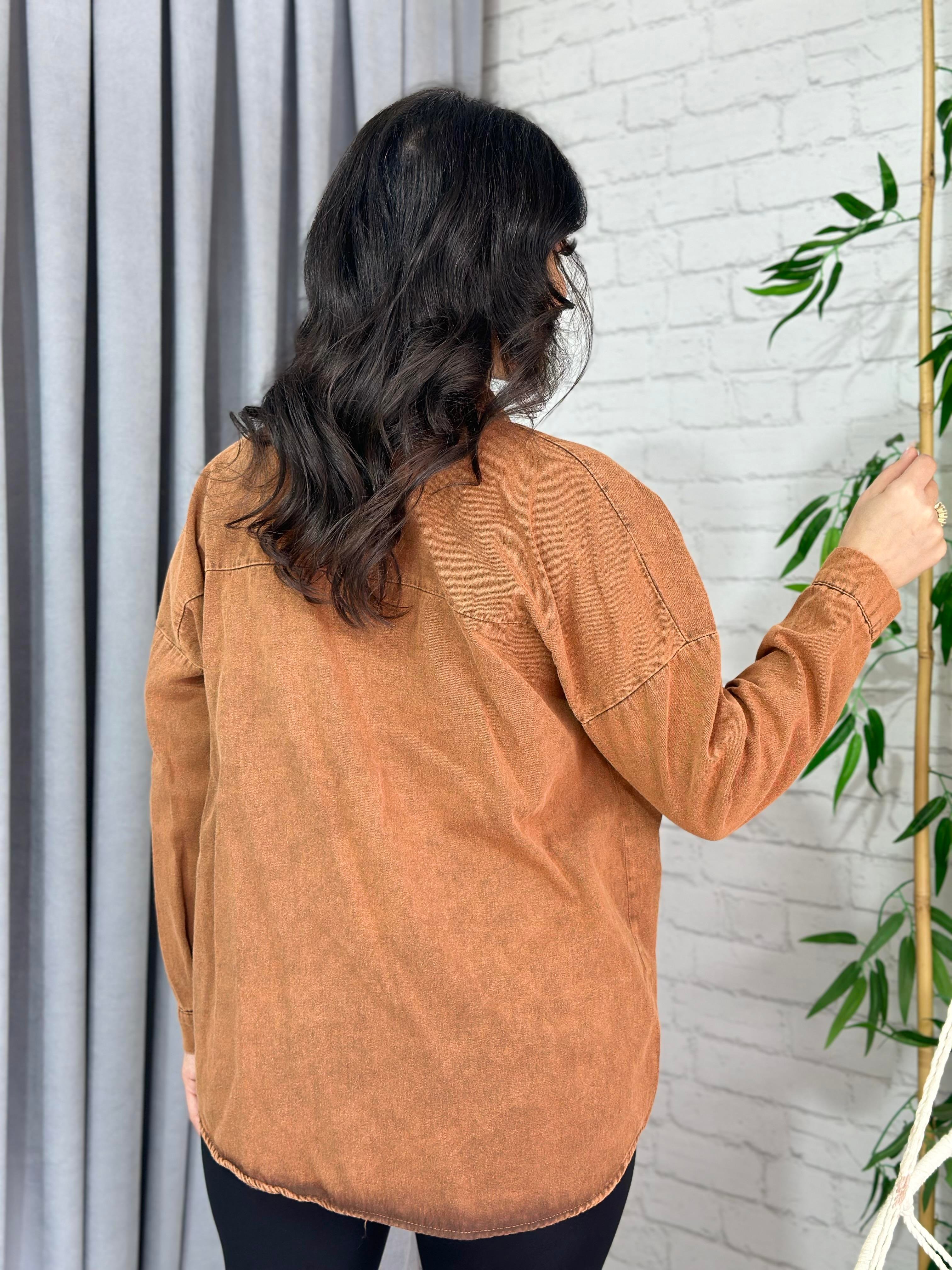 Taba Çift Cepli Pamuklu Gabardin Gömlek