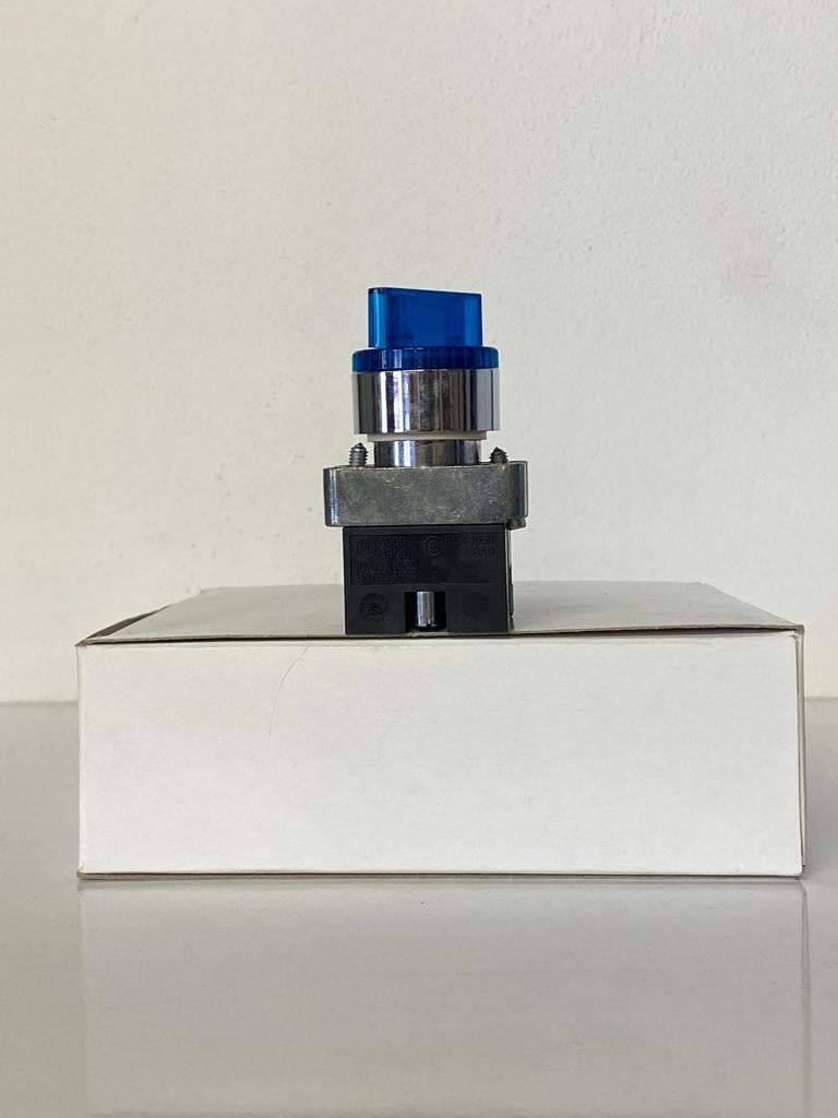 COMEPI 0-1 IŞIKLI MANDAL BUTON  MAVİ Q22mm 2 Pozisyon 1NA kontak düzeni IP65