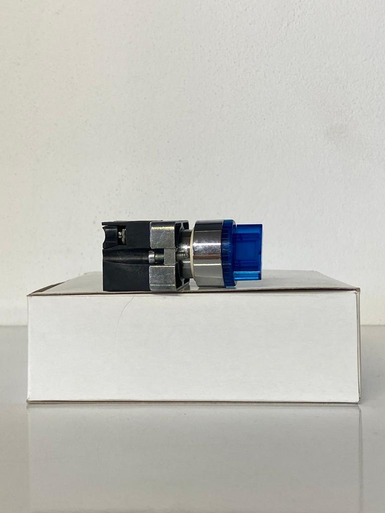 COMEPI 0-1 IŞIKLI MANDAL BUTON  MAVİ Q22mm 2 Pozisyon 1NA kontak düzeni IP65