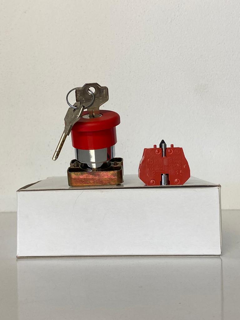 COMEPI MANTAR ANAHTARLI BUTON Q40mm Kırmızı kalıcı anahtarlı 1NK kontak düzeni IP65