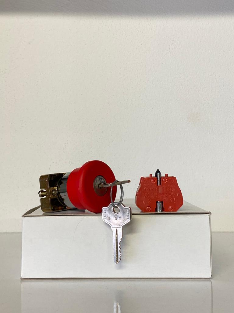 COMEPI MANTAR ANAHTARLI BUTON Q40mm Kırmızı kalıcı anahtarlı 1NK kontak düzeni IP65