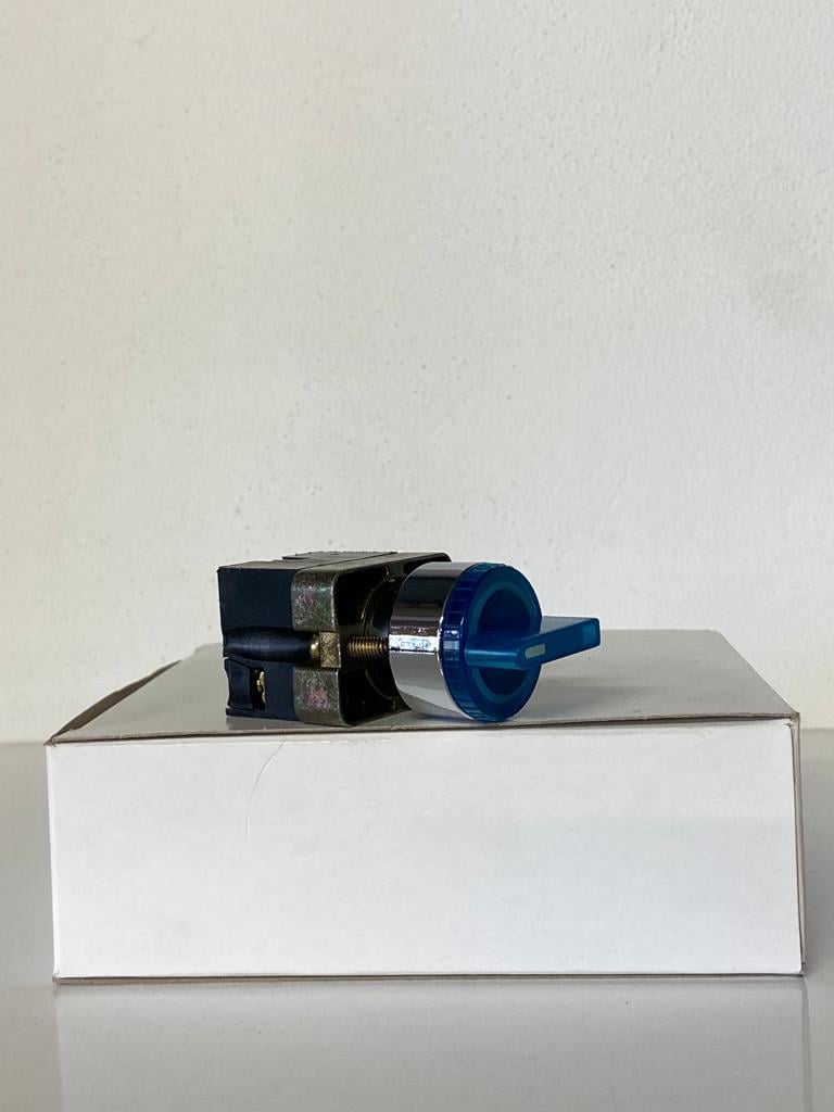 COMEPI METAL IŞIKLI MANDALLI BUTON MAVİ Q22mm 3 Pozisyon 2NA kontak düzeni IP65