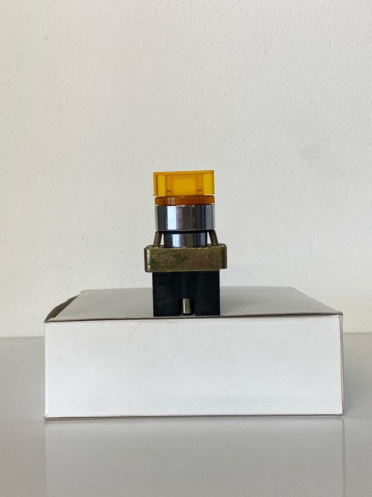 COMEPI METAL IŞIKLI MANDALLI BUTON SARI Q22mm 3 Pozisyon 2NA kontak düzeni IP65